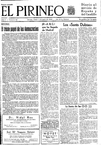 Pirineo, El. 5/6/1939. [Issue]