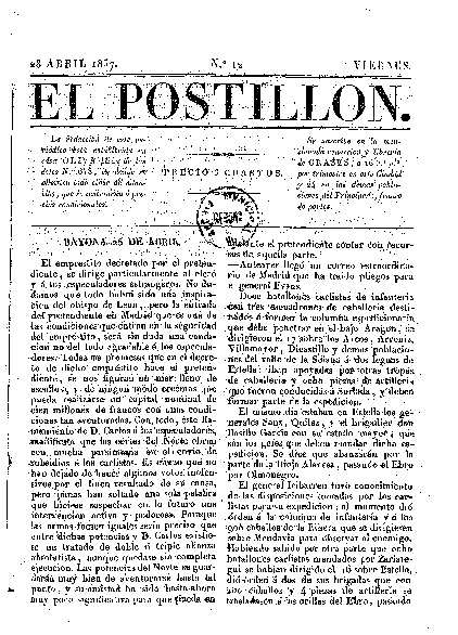 Postillón, El. 28/4/1837. [Exemplar]