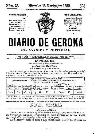 Diari de Girona d'avisos i notícies. 13/11/1889. [Issue]