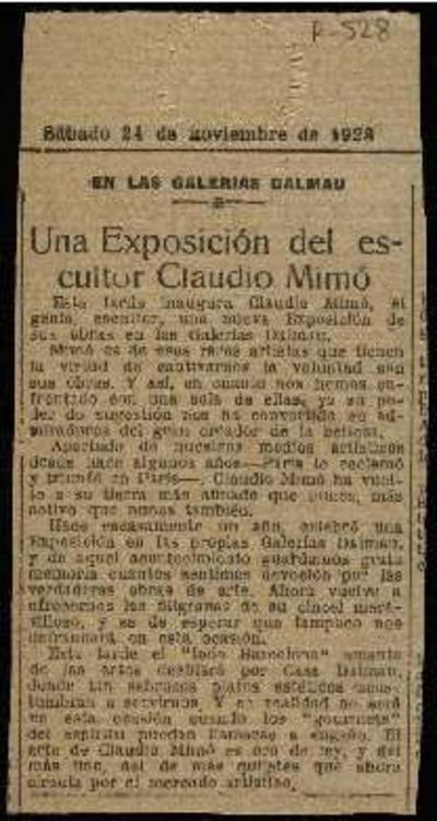 [Claudi Mimó - Diario de Barcelona]. [Record]