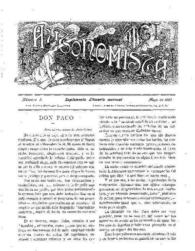 Autonomista. Suplement Literari, L'. 1/5/1902. [Exemplar]