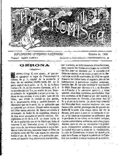 Autonomista. Suplement Literari, L'. 1/10/1908. [Issue]