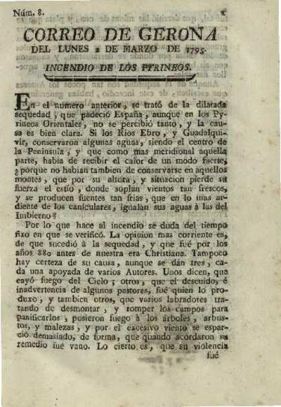Correo de Gerona. 2/3/1795. [Ejemplar]