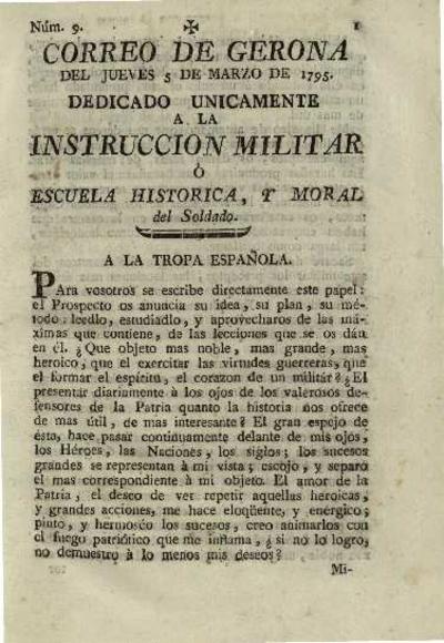 Correo de Gerona. 5/3/1795. [Ejemplar]