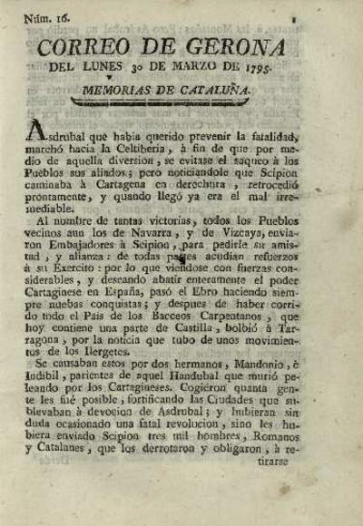Correo de Gerona. 30/3/1795. [Issue]