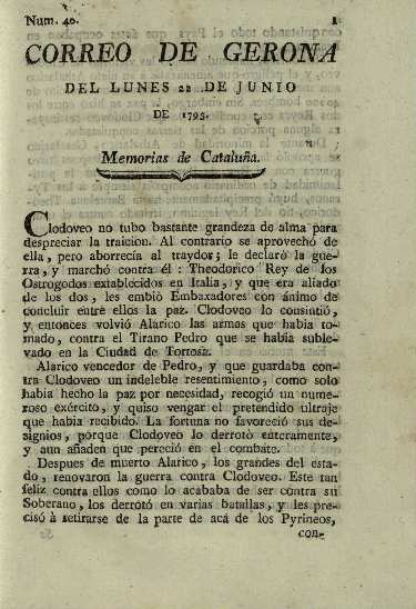 Correo de Gerona. 22/6/1795. [Exemplar]
