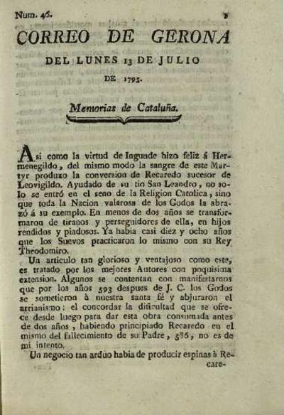 Correo de Gerona. 13/7/1795. [Exemplar]