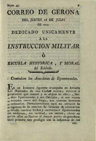 Correo de Gerona. 16/7/1795. [Exemplar]