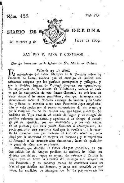 Diario de Gerona. 5/5/1809. [Issue]