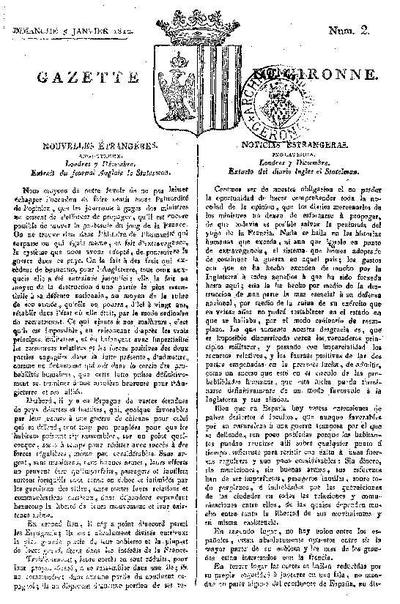 Gazette de Gironne. 5/1/1812. [Issue]