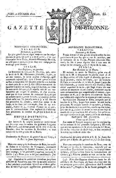 Gazette de Gironne. 20/2/1812. [Issue]