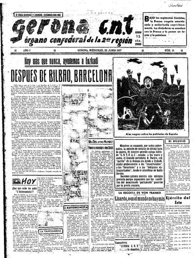 Gerona CNT. 23/6/1937. [Issue]