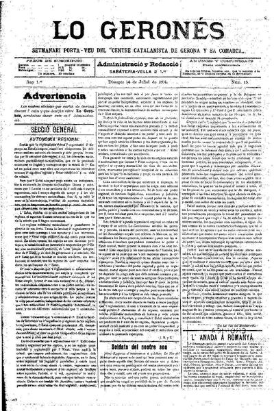 Geronés, Lo. 14/7/1894. [Issue]
