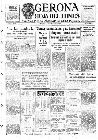 Hoja del Lunes. 20/2/1950. [Issue]