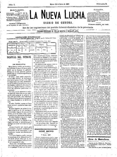 Nueva Lucha, La. 11/1/1887. [Exemplar]