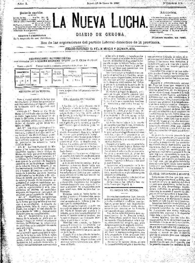 Nueva Lucha, La. 13/1/1887. [Issue]