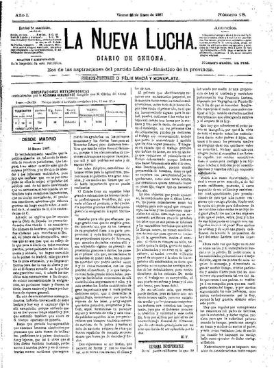 Nueva Lucha, La. 21/1/1887. [Issue]