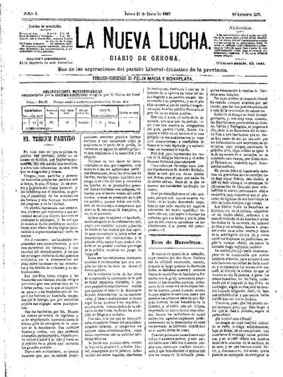 Nueva Lucha, La. 27/1/1887. [Issue]