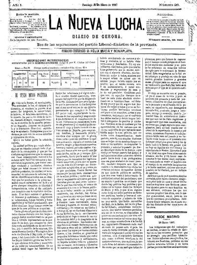 Nueva Lucha, La. 30/1/1887. [Issue]
