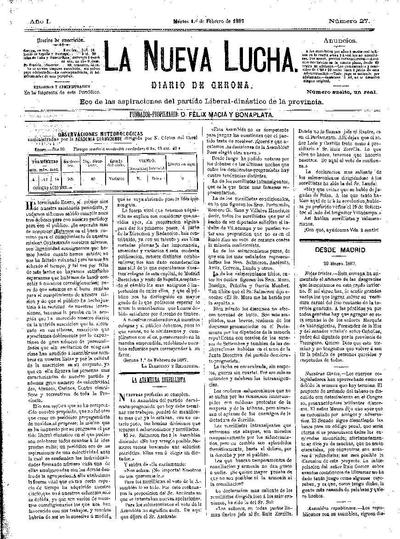 Nueva Lucha, La. 1/2/1887. [Issue]