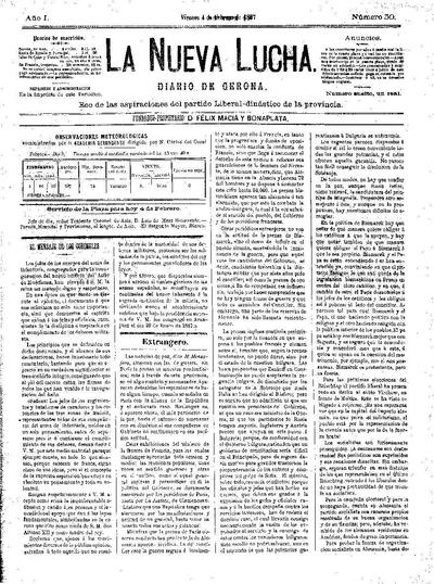 Nueva Lucha, La. 4/2/1887. [Issue]