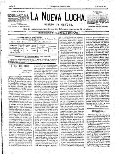 Nueva Lucha, La. 6/2/1887. [Exemplar]