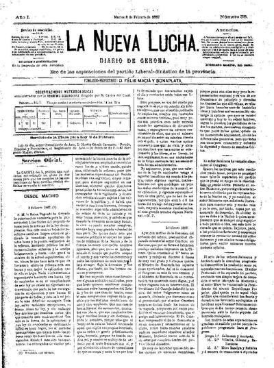 Nueva Lucha, La. 8/2/1887. [Exemplar]