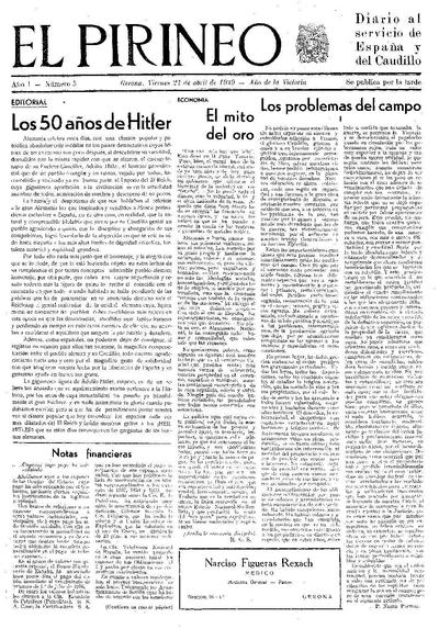 Pirineo, El. 21/4/1939. [Issue]