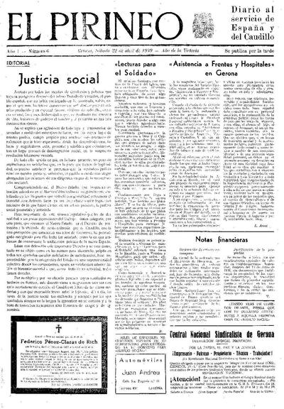 Pirineo, El. 22/4/1939. [Issue]