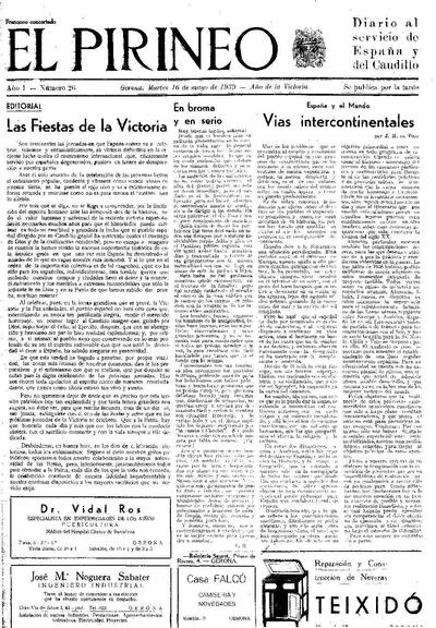 Pirineo, El. 16/5/1939. [Issue]