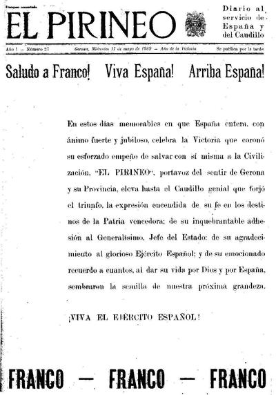 Pirineo, El. 17/5/1939. [Issue]