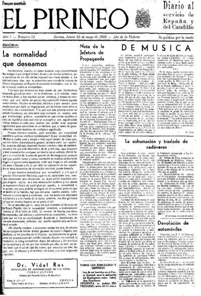 Pirineo, El. 25/5/1939. [Issue]