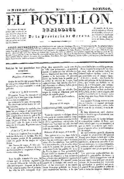 Postillón, El. 21/5/1837. [Issue]