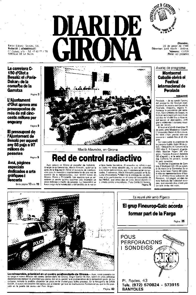 Diari de Girona. 23/1/1988. [Issue]