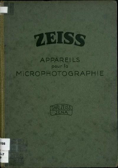 Appareils pour la Microphotographie [Monografia]