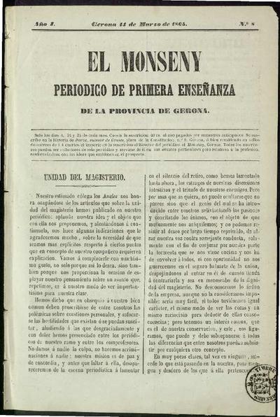 Monseny, El. 14/3/1865. [Issue]