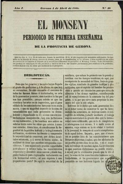 Monseny, El. 4/4/1865. [Issue]