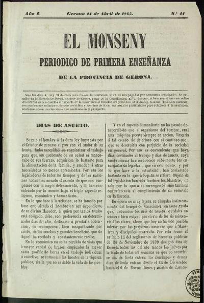 Monseny, El. 14/4/1865. [Issue]
