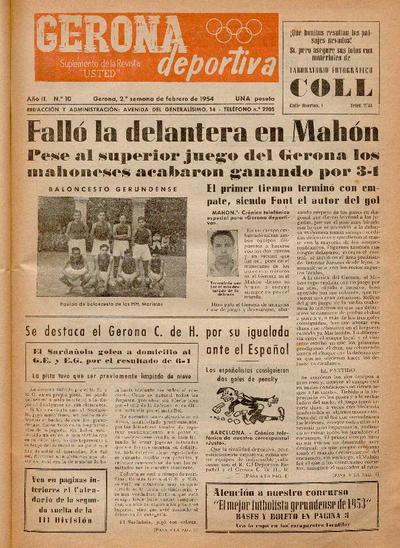 Gerona Deportiva. 8/2/1954. [Exemplar]