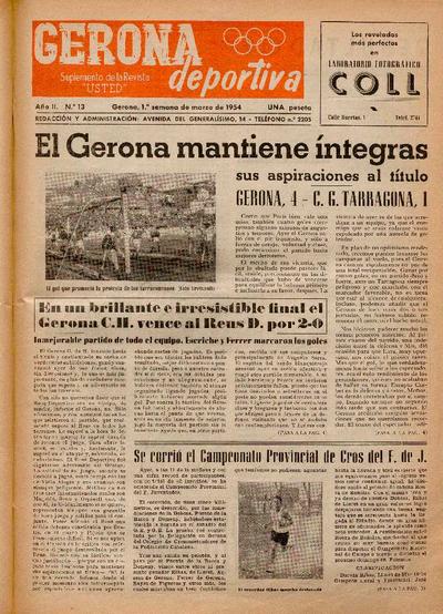 Gerona Deportiva. 1/3/1954. [Exemplar]