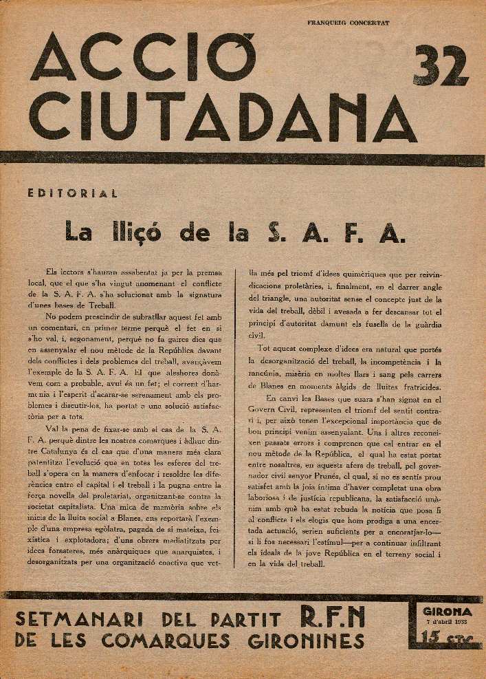 Accio ciutadana . 7/4/1933. [Issue]
