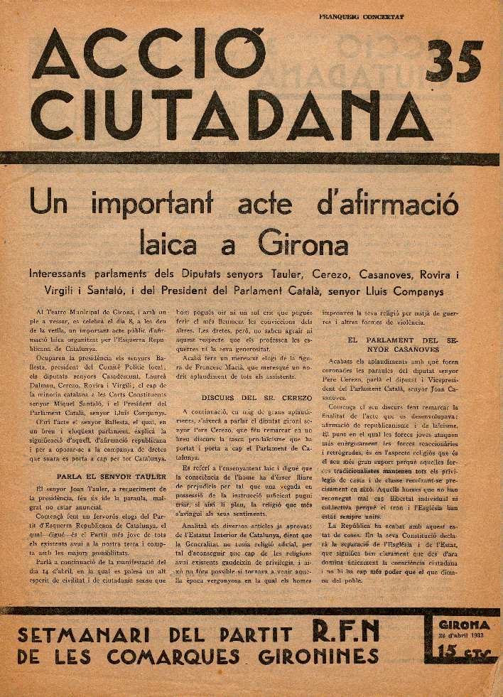 Accio ciutadana . 28/4/1933. [Exemplar]