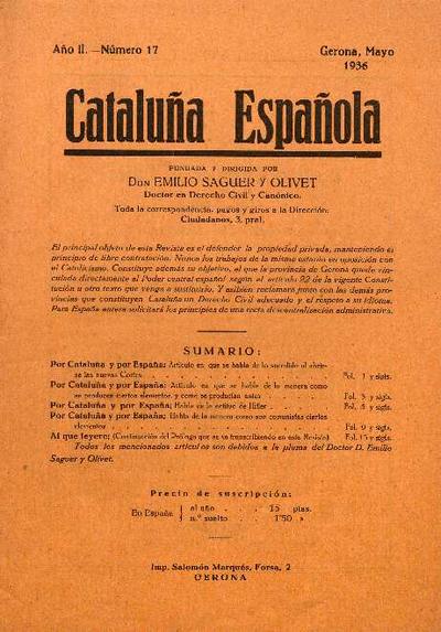 Cataluña Española. 1/5/1936. [Issue]