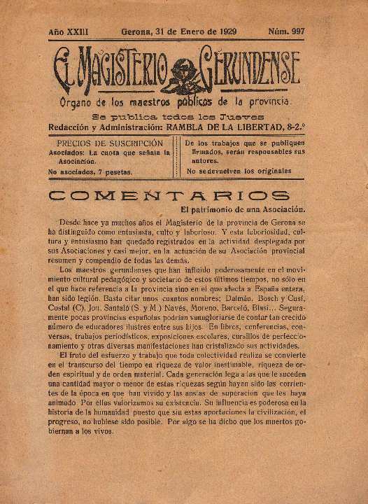 Magisteri Gironí, El. 31/1/1929. [Issue]