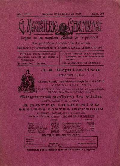 Magisteri Gironí, El. 10/1/1929. [Issue]
