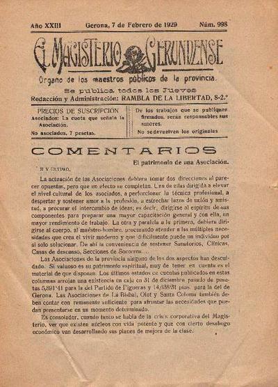 Magisteri Gironí, El. 7/2/1929. [Issue]