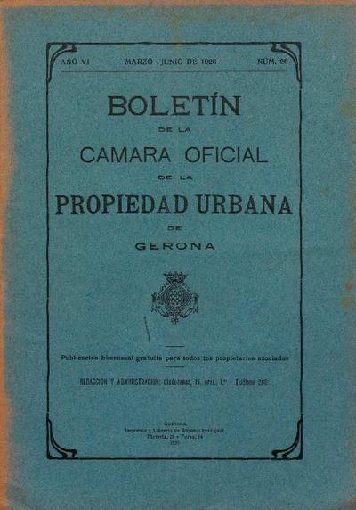 Boletín de la Cámara oficial de la Propiedad Urbana de Gerona. 1/3/1926. [Issue]