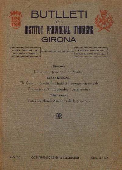 Boletín del Instituto Provincial de Higiene. Gerona. 1/10/1932. [Exemplar]