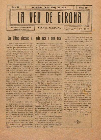 Veu de Girona, La. 16/3/1917. [Issue]
