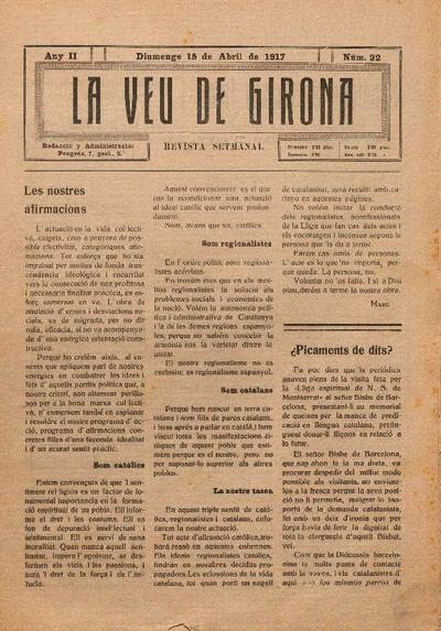 Veu de Girona, La. 15/4/1917. [Issue]